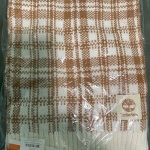 Timberland Tan and White Knit Scarf